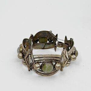 Vintage 40s Mexican Sterling Silver & Cabochon Bracelet